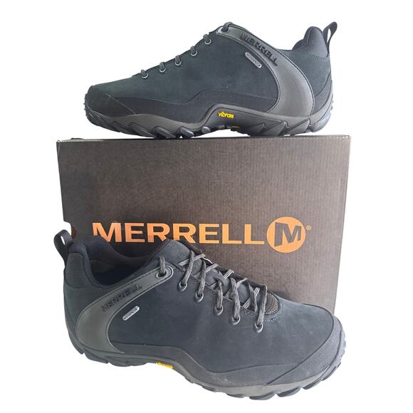 Merrell Chameleon 8 Hiking Shoes Mens 11 M Waterproof Leather Black Vibram - Picture 1 of 10